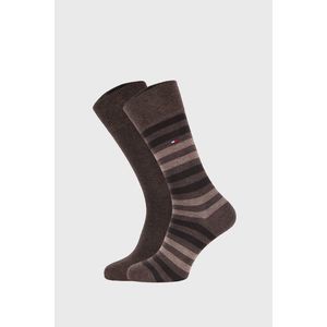2 PACK béžovo-hnedých ponožiek Tommy Hilfiger Duo Stripe vyobraziť