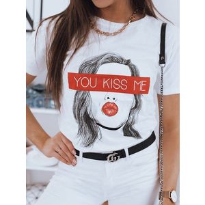 Dámske biele tričko YOU KISS ME. vyobraziť