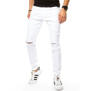 Biele pánske štýlové džínsy. vyobraziť