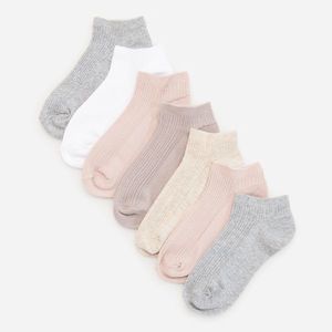 Reserved - Súprava 7 párov bavlnených členkových ponožiek - Krémová vyobraziť