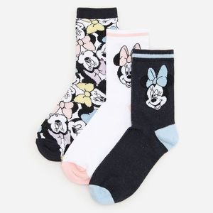 Reserved - Súprava 3 párov vzorovaných ponožiek Minnie Mouse - Čierna vyobraziť