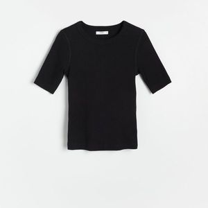 Reserved - Tričko z prúžkovaného úpletu - Čierna vyobraziť