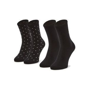 Tommy Hilfiger Súprava 2 párov vysokých dámskych ponožiek 100001493 Čierna vyobraziť
