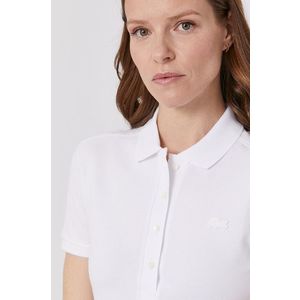 Tričko Lacoste dámske, biela farba, s golierom vyobraziť