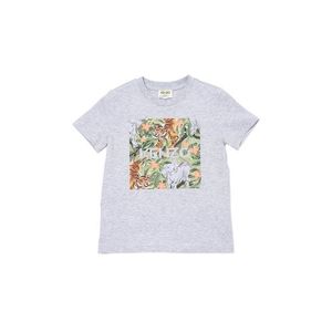 Detské tričko Kenzo Kids šedá farba, s potlačou vyobraziť