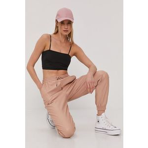 Nohavice Vero Moda dámske, ružová farba, jogger, vysoký pás vyobraziť