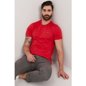 Tričko Lyle & Scott pánske, červená farba, jednofarebné vyobraziť