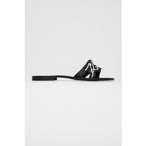 Kožené šľapky Karl Lagerfeld dámske, čierna farba vyobraziť