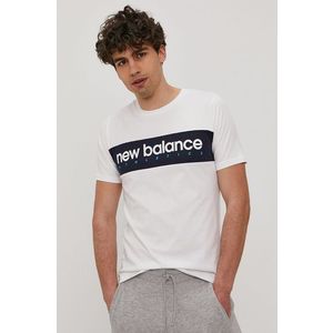 Tričko New Balance pánske, biela farba, s potlačou vyobraziť