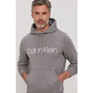 Bavlnená mikina Calvin Klein pánska, šedá farba, s potlačou vyobraziť