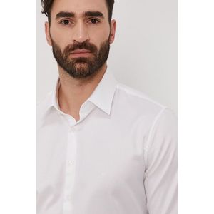 Bavlnená košeľa Calvin Klein pánska, biela farba, slim, s klasickým golierom vyobraziť