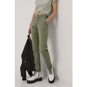 Nohavice Jacqueline de Yong dámske, zelená farba, rovné, vysoký pás vyobraziť