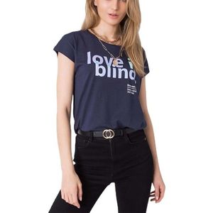 Tmavo modré dámske tričko s nápisom love is blind vyobraziť