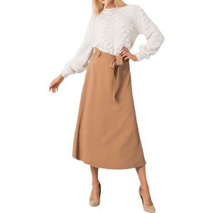 Hnedá dlhá sukňa s opaskom vyobraziť