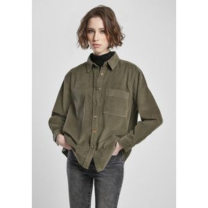 Urban Classics Ladies Corduroy Oversized Shirt olive - XL vyobraziť