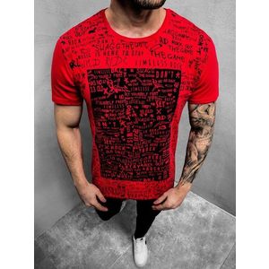 Červené tričko so štýlovou potlačou O/1173Z vyobraziť