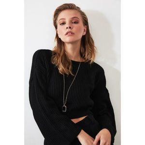 Trendyol Black Crop and Spanish Sleeve Knitwear Sweater vyobraziť