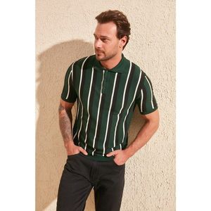 Trendyol Green Men's Polo Neck Striped Knitwear Polo Neck T-Shirt vyobraziť