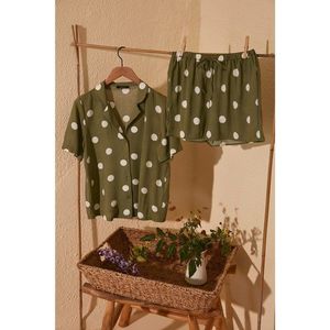 Trendyol Khaki Printed Viscose Woven Pajamas Set vyobraziť