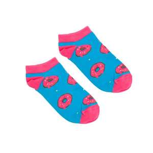 Kabak Unisex's Socks Short Donuts Turquoise vyobraziť