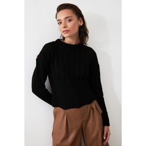 Trendyol Black Blindbutton Detailed Sweater vyobraziť