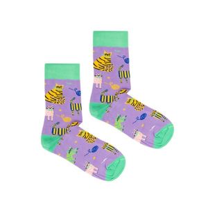 Kabak Unisex's Socks Patterned Cats Violet vyobraziť