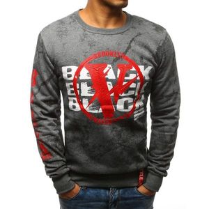 Anthracite men's sweatshirt with print BX3515 vyobraziť