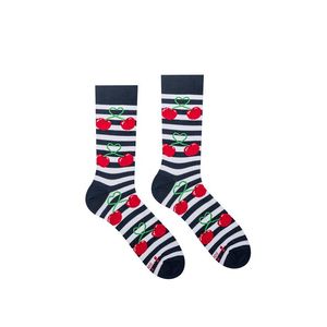 Tmavomodro-biele pásikavé ponožky Čerešne vyobraziť