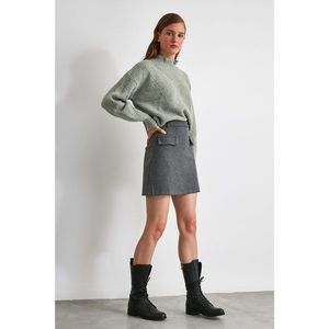 Trendyol Anthracite Pocket Detailed Skirt vyobraziť