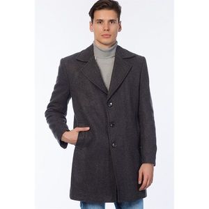 PLT8319 DEWBERRY MEN's COAT-PATTERNED ANTHRACITE vyobraziť