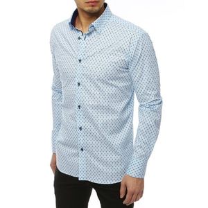 PREMIUM blue men's shirt with long sleeves DX1823 vyobraziť