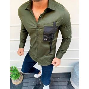 Green men's long sleeve shirt DX1920 vyobraziť