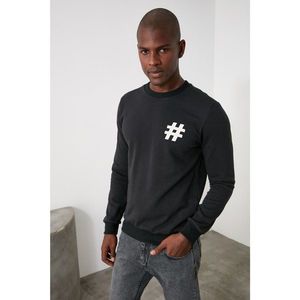 Trendyol Black Men's Back Printed Bike Collar Regular Fit Sweatshirt vyobraziť