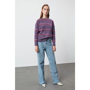 Trendyol Purple Striped Knitwear Sweater vyobraziť