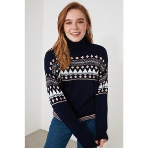 Trendyol Navy Blue Jacquin Knitwear Sweater vyobraziť