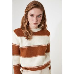 Trendyol Mustard Striped Knitwear Sweater vyobraziť