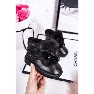 Children's Snow Boots Insulated With Fur Black Aurora vyobraziť