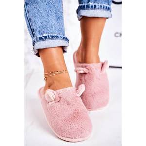 Women's Home Furry Slippers With Little Ears Powder Pink Hippo vyobraziť