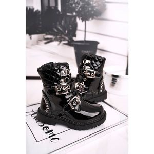 Children's Boots Warm With Fur Lacquered Black Dolly vyobraziť