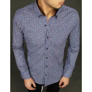 Blue men's shirt with patterns DX2023 vyobraziť