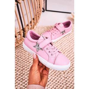Children's Leather Sneakers With A Star BIG STAR DD374104 Pink vyobraziť