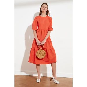 Trendyol Orange Bike Collar Midi Dress vyobraziť