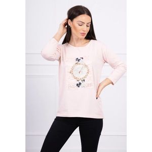 Blouse with graphics 3D with pearls powdered pink vyobraziť