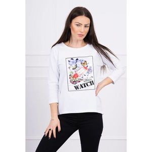 Blouse with graphics 3D Watch white vyobraziť