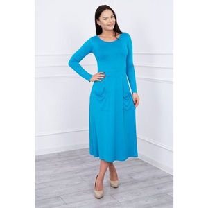 Dress with round neckline turquoise vyobraziť