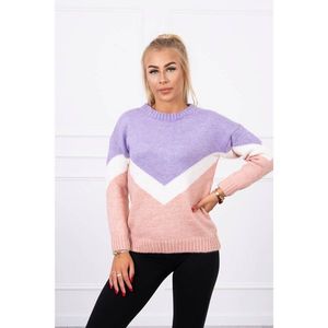 Sweater with geometric patterns purple+powder pink vyobraziť