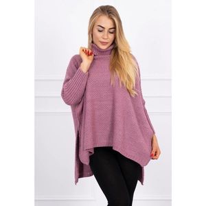 Turtleneck sweater and side slits dark pink vyobraziť