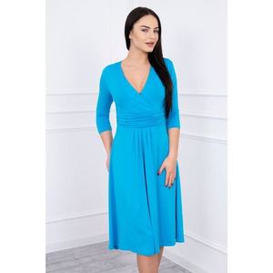 Dress with cut-off under the bust, 3/4 sleeves turquoise vyobraziť