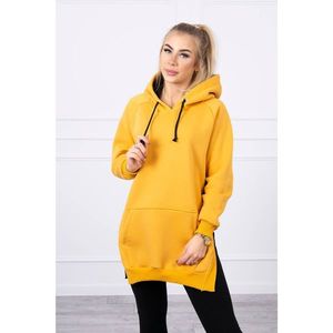 Two-color hooded dress mustard vyobraziť