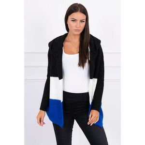 Three-color hooded sweater black+ecru+mauve-blue vyobraziť